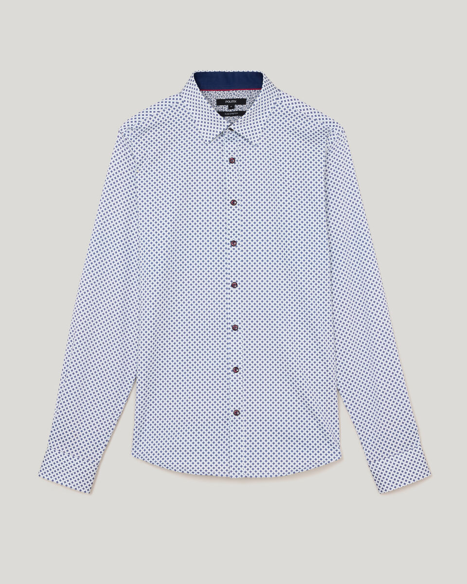Geo Print Long Sleeve Shirt, Navy, hi-res